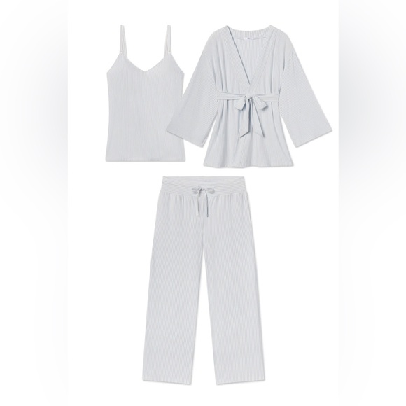 LAKE Pajamas | Maternity DreamModal™ Kimono Three-Piece Set in Fog - Picture 2 of 6